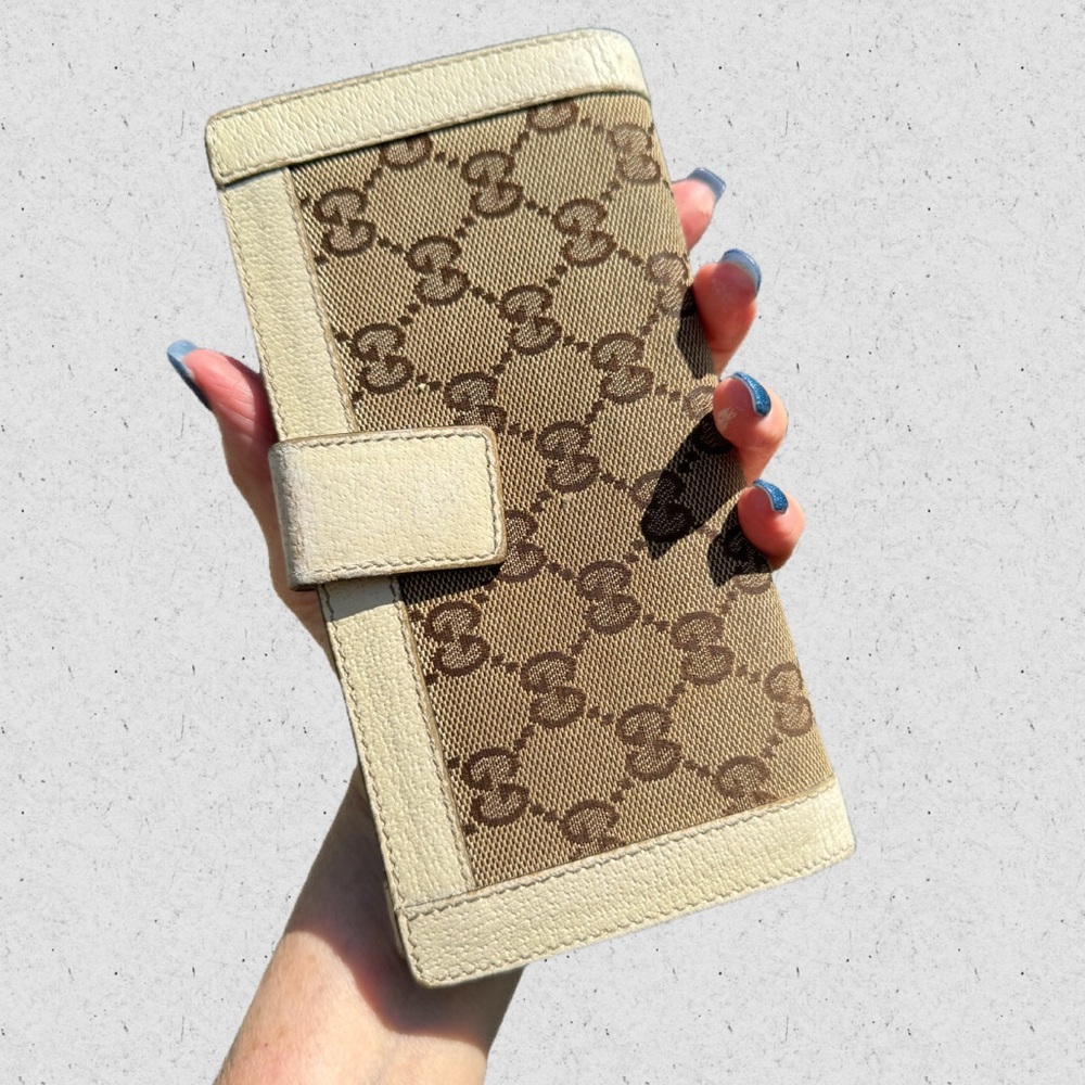 Gucci Abbey Continental Long Wallet Monogram GG Flap Authentic - Picture 3 of 11